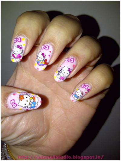 Cartoon Pet Hello Kitty Nail Water Sticker Decal For Nail