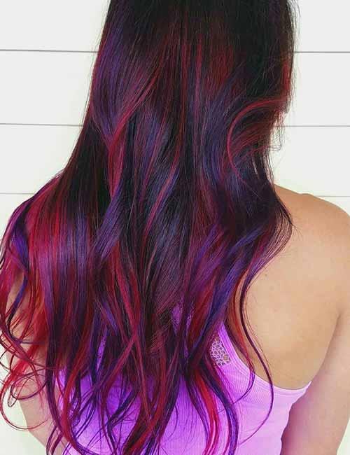 Red hair purple highlights online