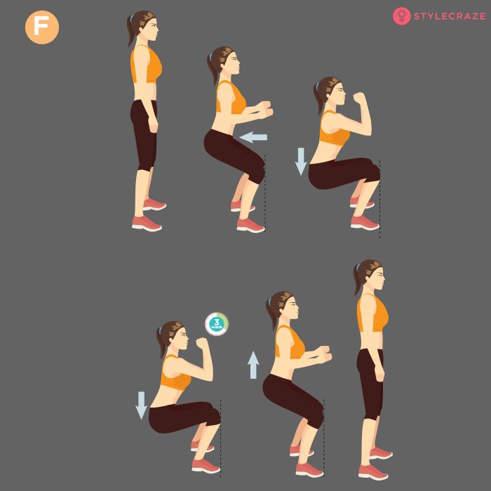 Squats exercise top steps