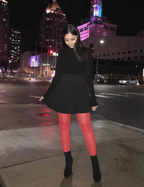 skater skirt outfits with tights