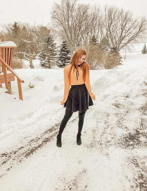 skater skirt outfits with tights