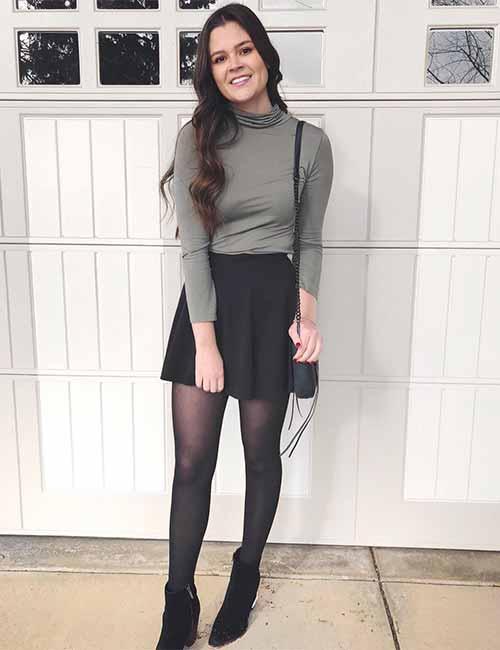 Black high waisted online skater skirt outfit