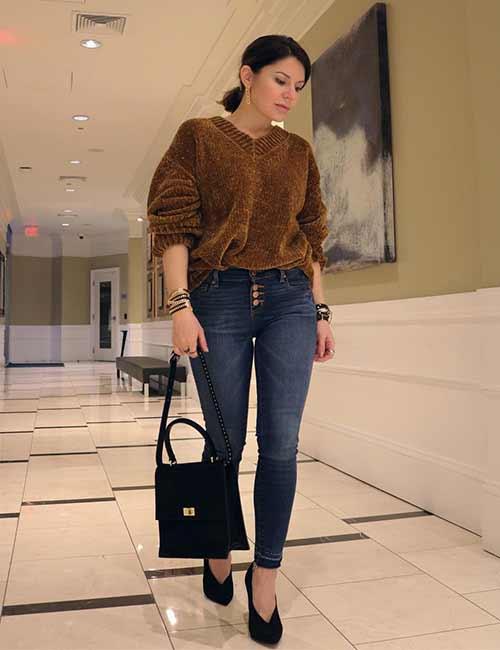 chocolate brown top outfit