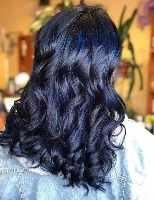 black hair blue highlights