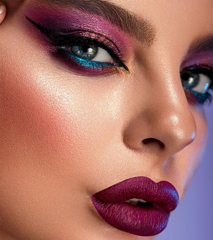 Female eye with fancy makeup, closeup Stock Photo