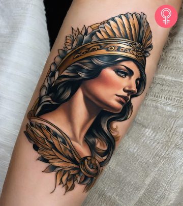 A Greek mythological tattoo on a woman