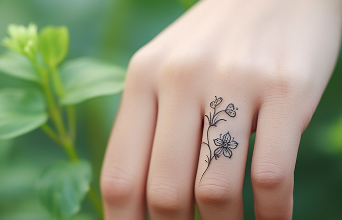 Premium Photo | A hand with a tattoo on it and a ring on it