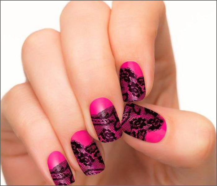 30 Cute Pink Nail Art Design Tutorials With Pictures Bold Pink Lace - Pink And Black Nail Art Pinit - 30 Cute Pink Nail Art Design Tutorials With Pictures