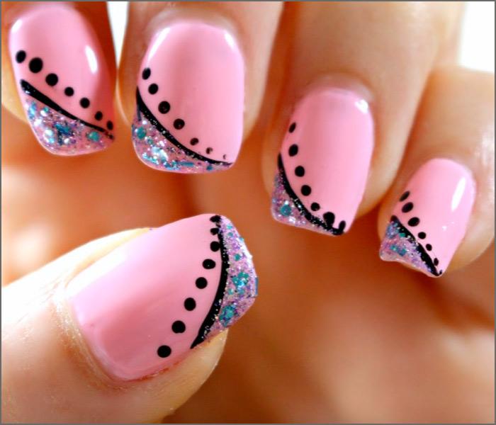 Elegant Minimalism - Pink And Blue Nail Art