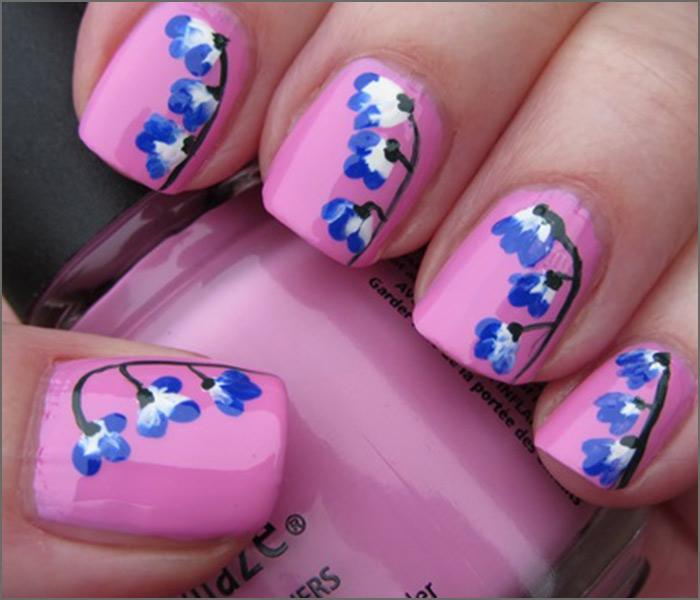 30 Cute Pink Nail Art Design Tutorials With Pictures Pink and Blue Blossoms Nail Art Pinit - 30 Cute Pink Nail Art Design Tutorials With Pictures