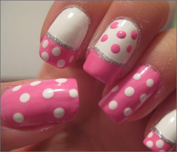 30 Cute Pink Nail Art Design Tutorials With Pictures Pink And White Nail Designs - Pink Polka Magic Pinit - 30 Cute Pink Nail Art Design Tutorials With Pictures