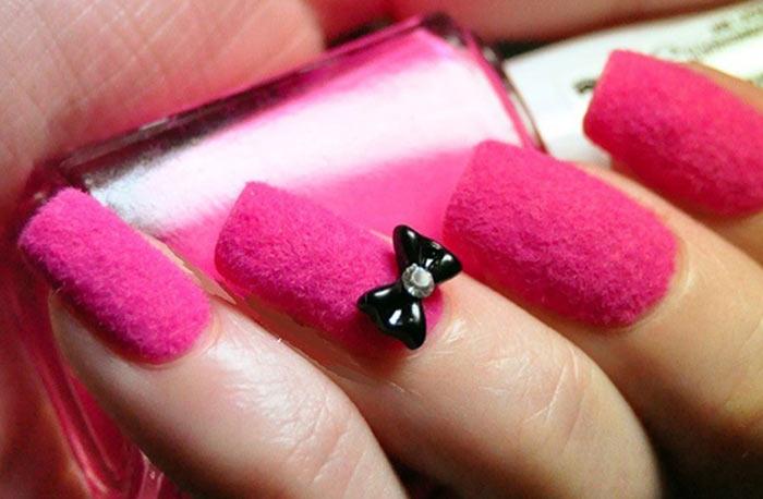 Pink Velvet Acrylic Nail Art