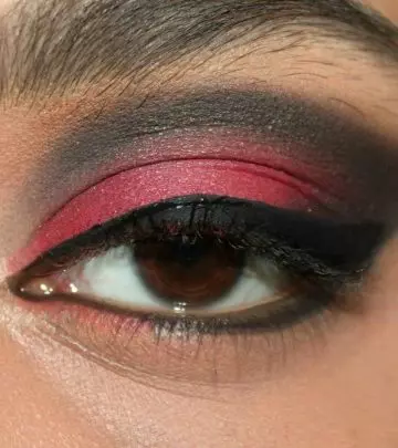Stunning Red And Black Eye Makeup – Step By Step Tutorial With Image