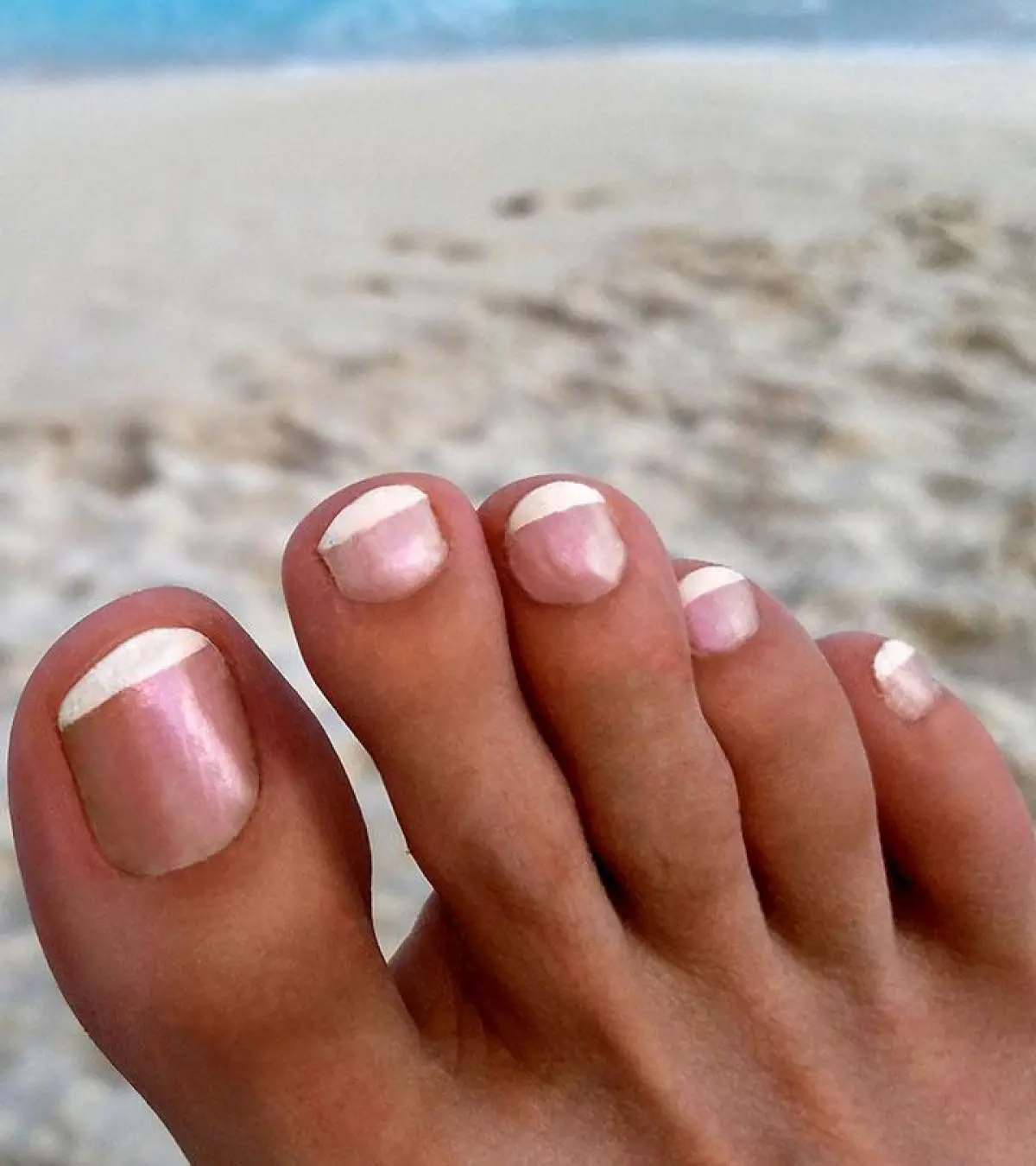 French Toe Nails with Pastel Gradients