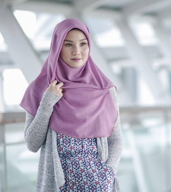 Muslim Young Woman Weared in Traditional Dress and Scarf Touches