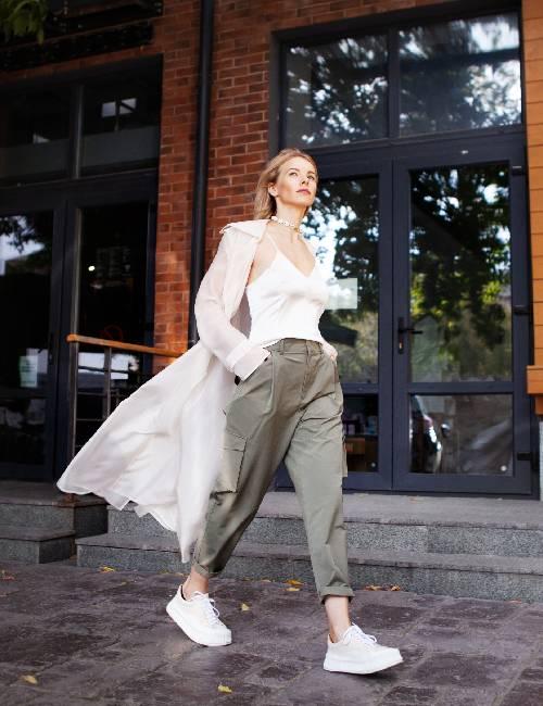 Fashion （02 Coffee）Women Casual Solid Cargo Pants 2021 Spring Summer High  Waist Office Lady Long Pants New Fashion Zipper Trousers Streetwear WJu