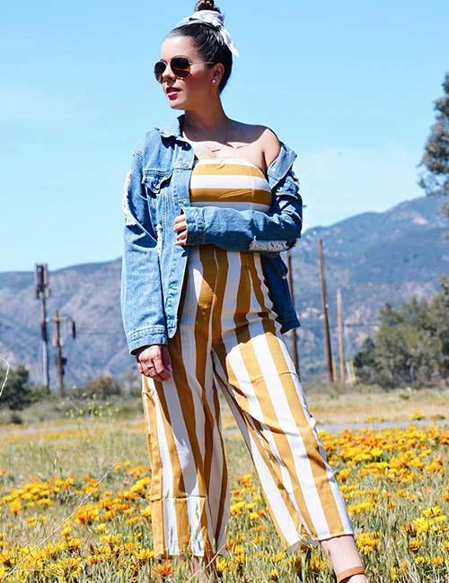 Denim jacket x Floral romper