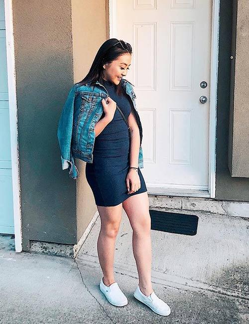 jean jacket on dress