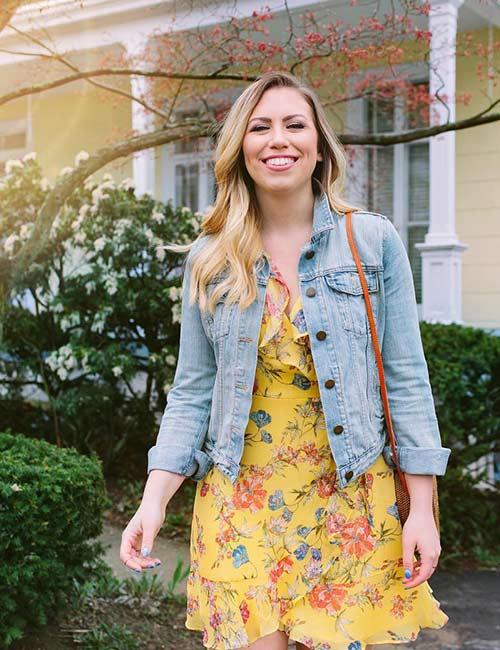 16. Floral Dress With Denim Jacket