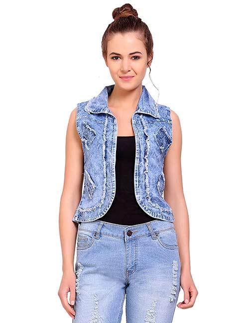 Buy NC Fashion Cotton & Denim Casual Solid Regular Denim Jacket with Tshirt  for Women (Light Blue, XL) at Amazon.in