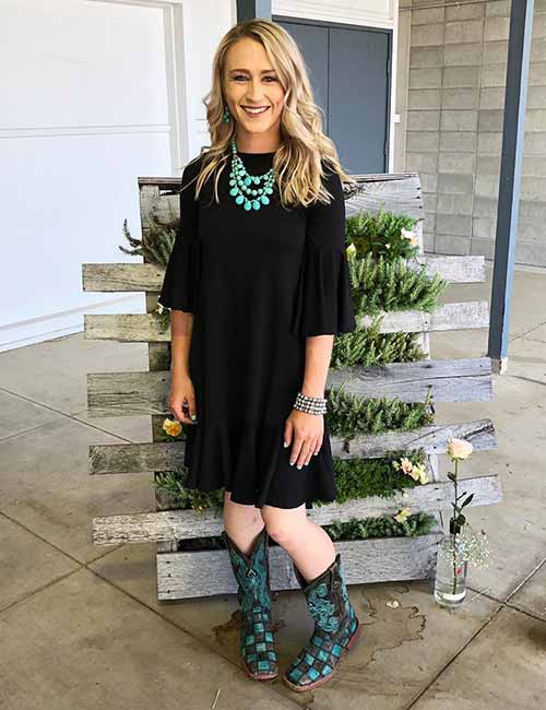party dress with cowboy boots