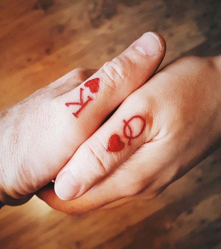 Matching Queen and King of Hearts Temporary Tattoo - Set of 3+3