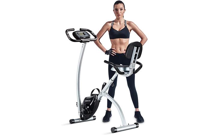 Folding Exercise Bike, 5-in-1 Foldable Stationary Bike Upgraded 16-level  Magnetic Resistance 10DB Near-silent Bike Upright Indoor Exercise Bike for