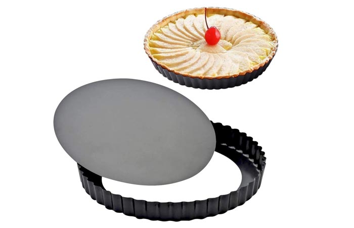 Bake Boss Nonstick Tart Pan - 10 inch Silicone Pie Pan - Rust/Stain Proof Round Quiche Pans (VS Aluminum Metal Tart Pans with Removable Bottom) - Pate