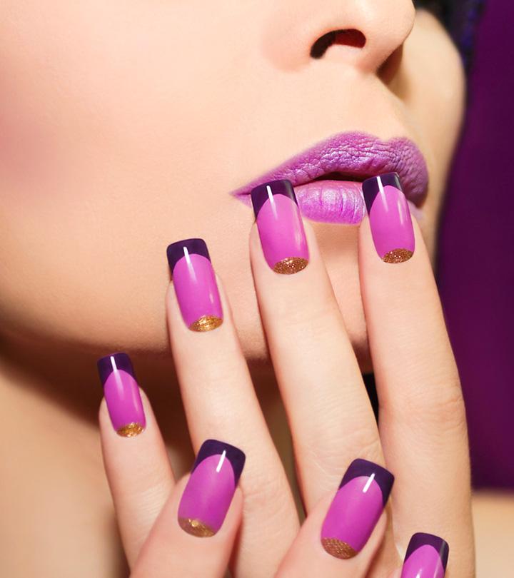 Purple gel nails with glitter | Y&S 059, Bluesky 63921, NYK1 glitter -  Kerruticles