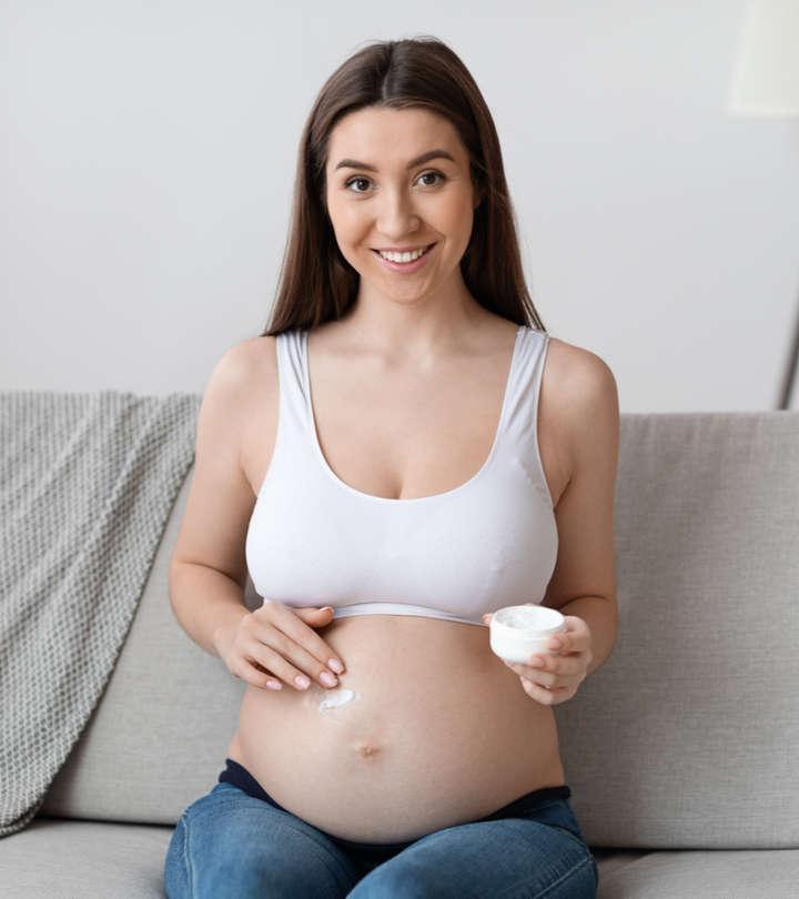 A woman with pregnancy skin care routine