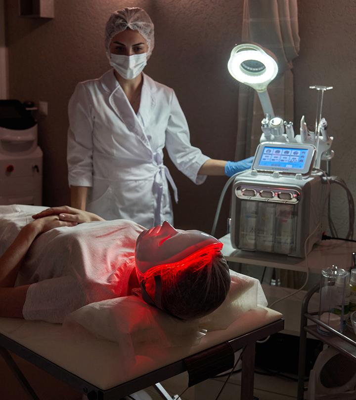 Woman Getting Light Therapy For Acne Woman Getting Light Therapy For Acne