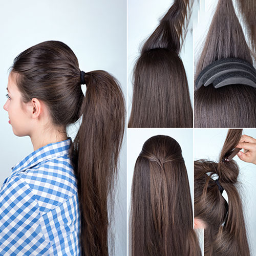 ponytail hairstyle tutorial Stock Photo - Alamy