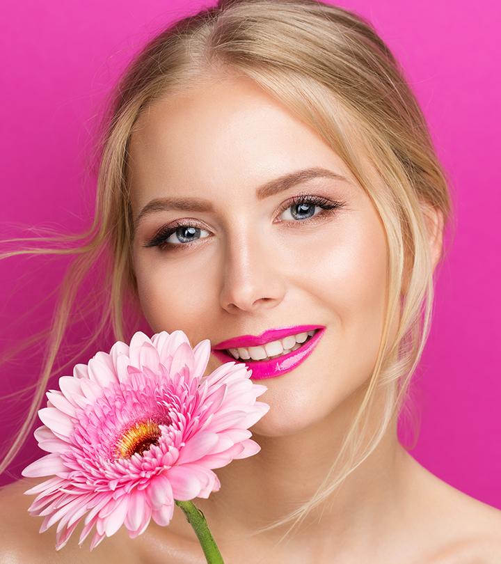 Beautiful woman with a dewy makeup look for dry skin