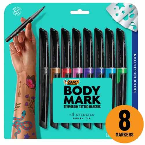 Looney Zoo Temporary Tattoo Markers for Skin 10 Body Markers + 20