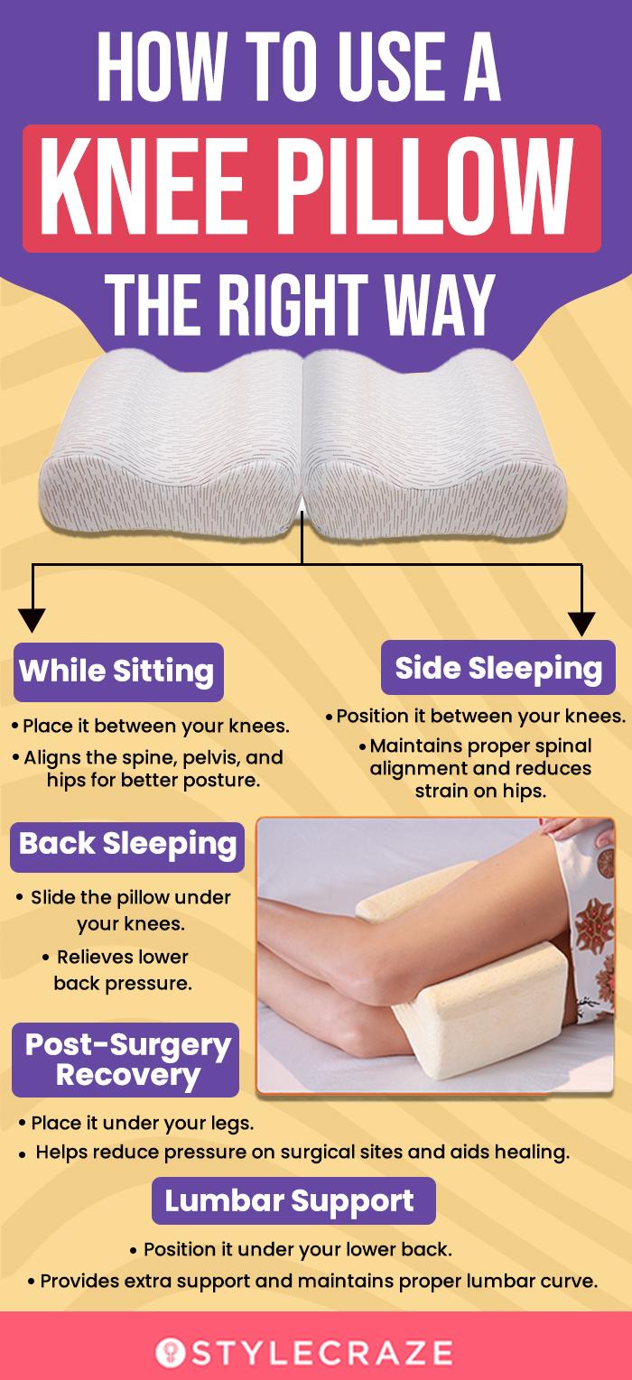 Everlasting Comfort 100% Pure Memory Foam Knee Pillow with Adjustable & Strap