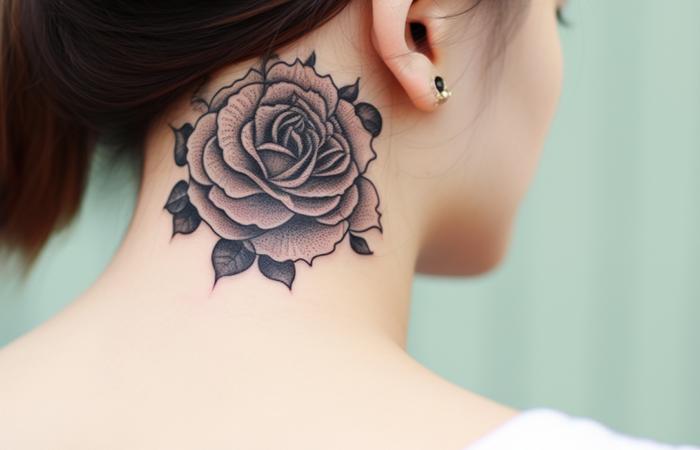 50+ Amazing Rose Neck Tattoo Designs With Their Meanings