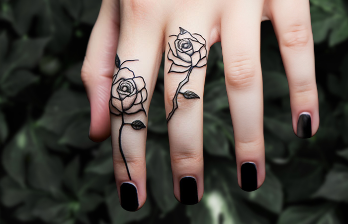 Rose Finger Tattoo by Spider Sinclair - Tattoo Insider