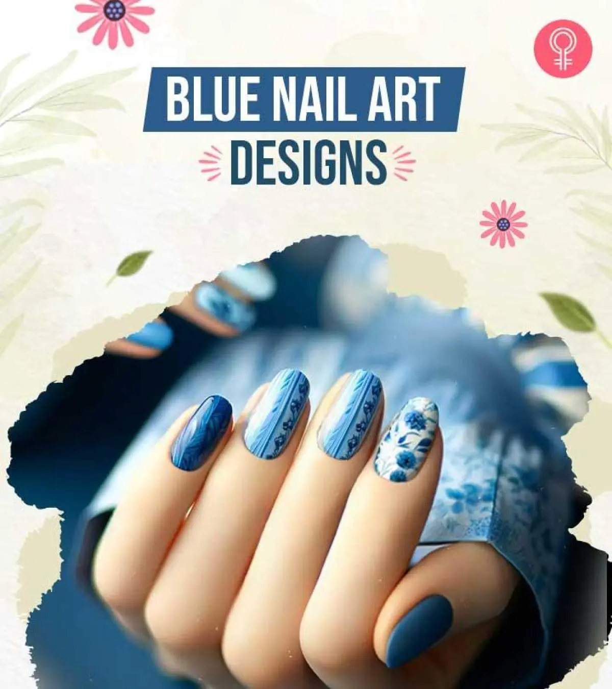 Navy Blue Geometric Nail Trends