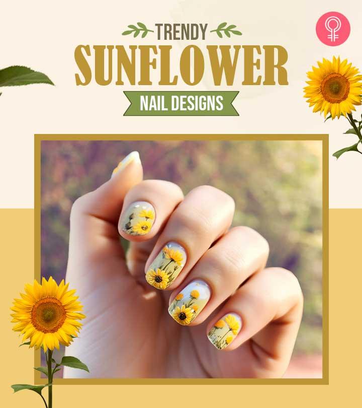 Sunflower Nail Design | Available on Etsy by Chicken Scratch Nail Designs | Sunflower  nails, Nail designs, Stylish nails