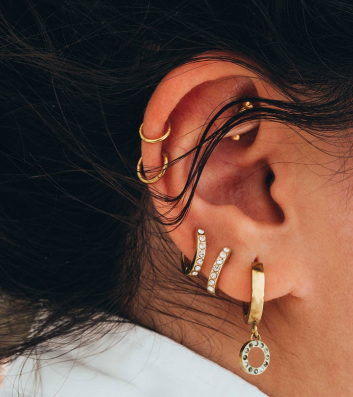 A woman with a pierced ear
