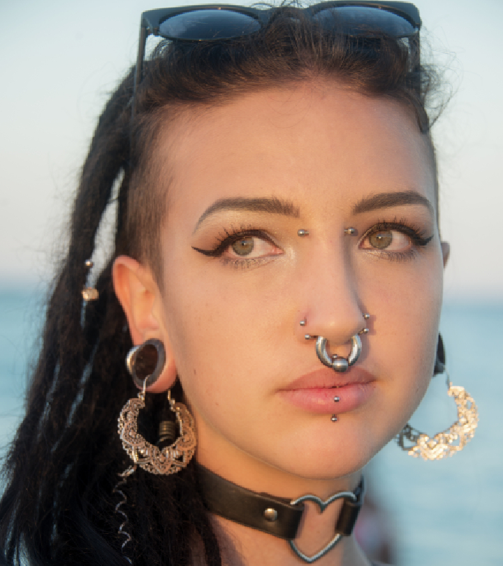 A woman with multiple piercings