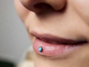 A woman with an Ashley piercing.