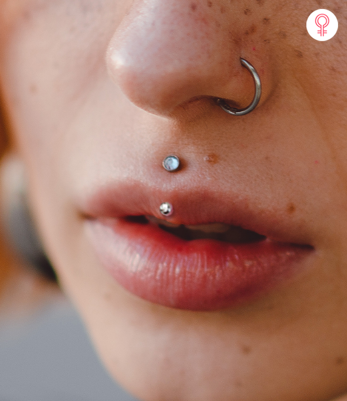 A woman with a jestrum piercing