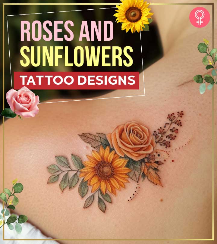 40 Beautiful Rose And Sunflower Tattoo Designs