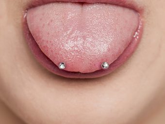 A woman with snake eyes piercing