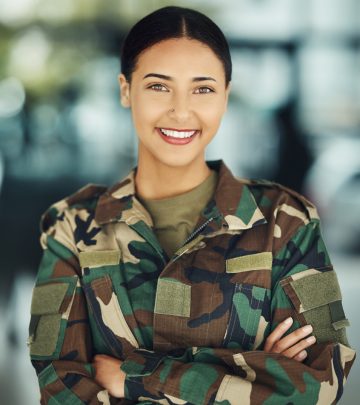 A soldier with a military bun