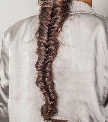 Fishtail braid on long hair