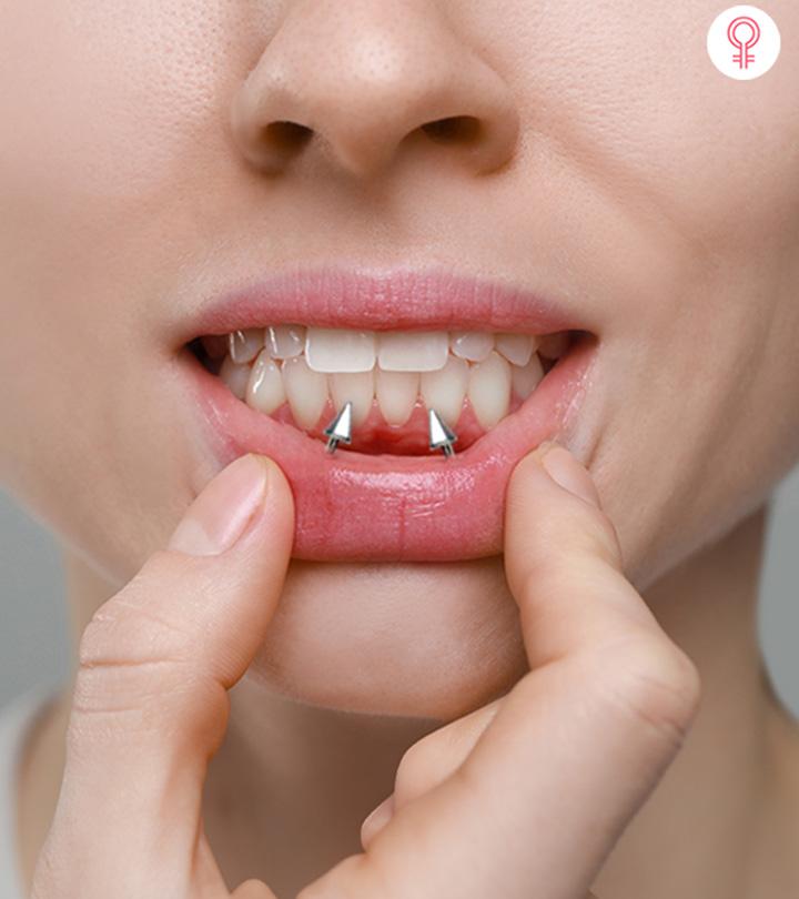 Woman with a frowny piercing Woman with a frowny piercing