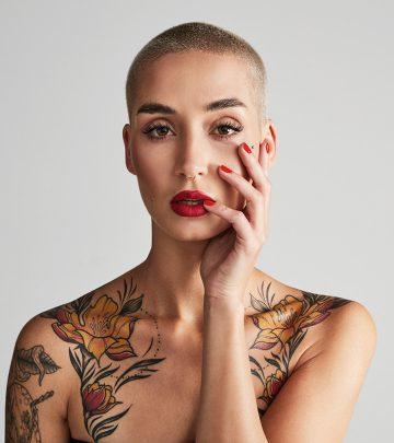 Woman in buzz cut hairstyle