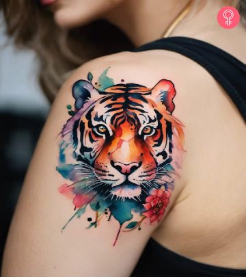 A tiger tattoo on the arm